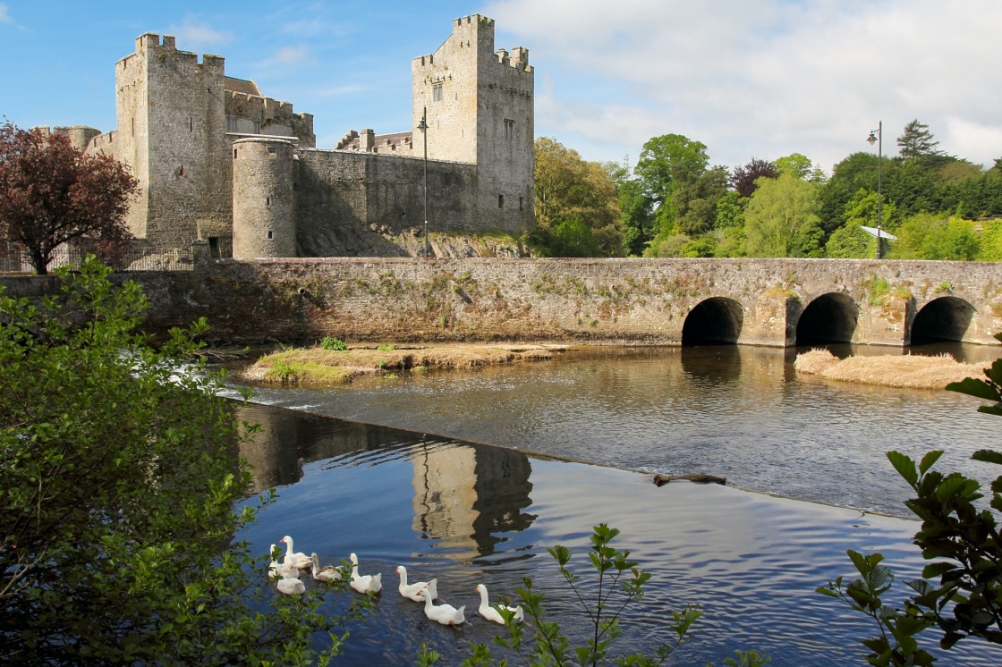 Irish castle of Cahir in Tipperary county. Morning light