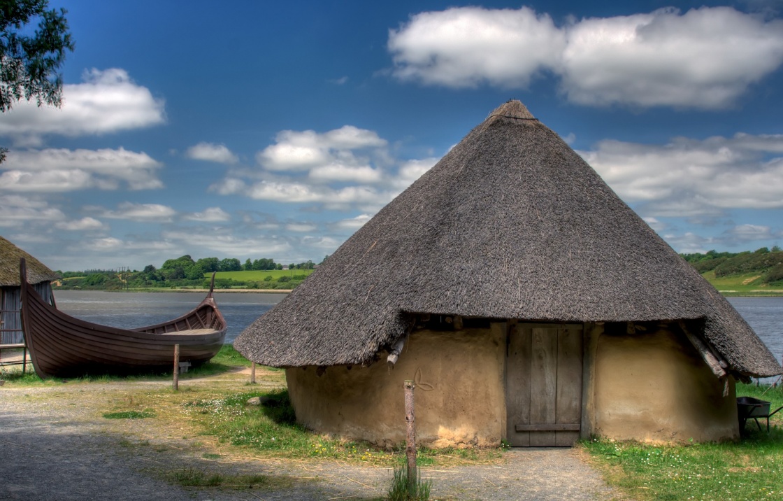 Ancient hut in the Irish Heritage Museum in Ireland.